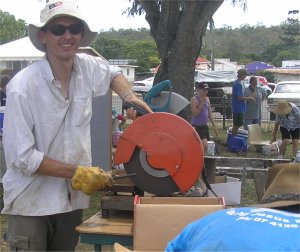 Principal Norris preparing steel bolts